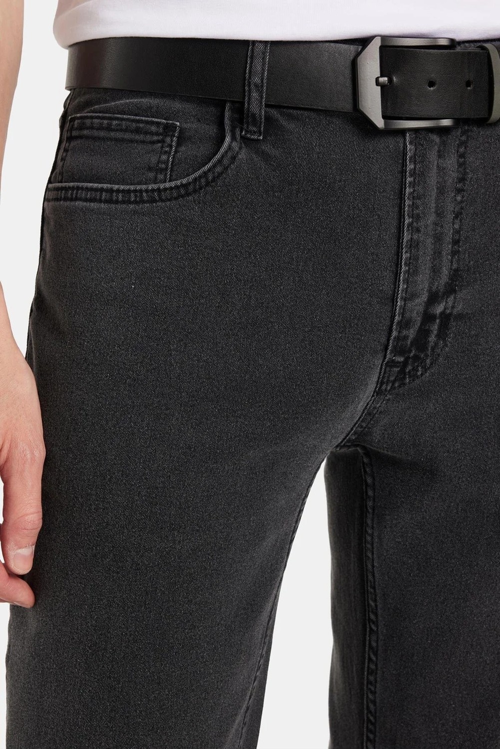 Tudors Erkek Regular Fit Yıkamalı Taşlamalı Esnek Kot Düz Paça Tapered Gri Jean Pantolon görsel 8
