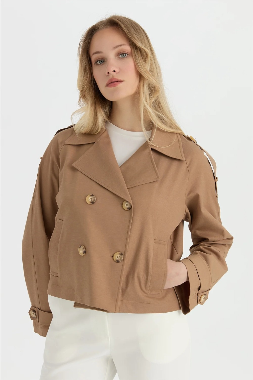 Esswaap Liora Trençkot Camel görsel 2