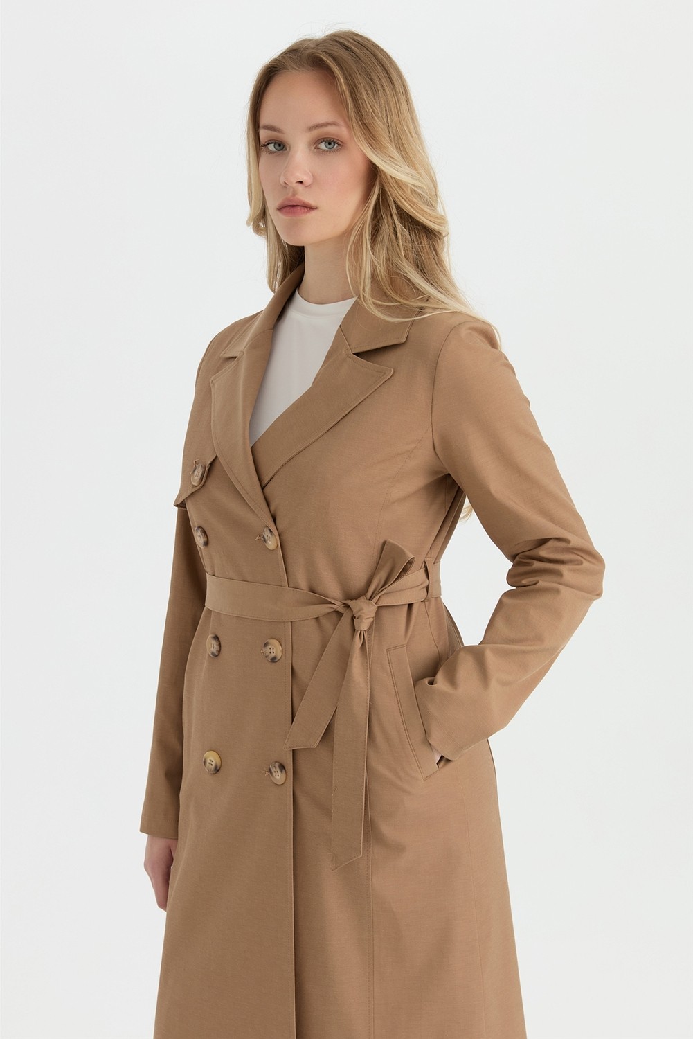 Esswaap Trençkot Camel görsel 5