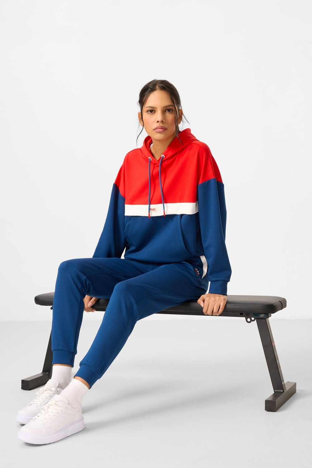 Tommy Life Parlament Kapüşonlu Pamuklu Renk Bloklu Kadın Eşofman Takım - 95327