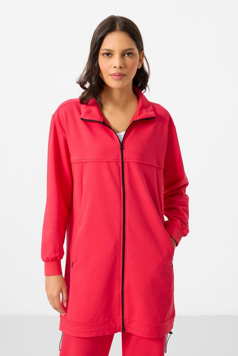 Tommy Life Siyah Dik Yaka Fermuarlı Pamuklu Kadın Eşofman Tunik Takım - 95346 görsel 7