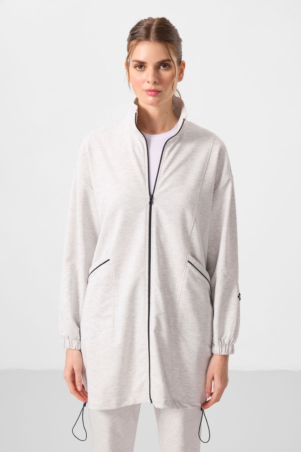 Tommy Life Siyah Dik Yaka Fermuarlı Rahat Form Kadın Eşofman Tunik Takım - 95345 görsel 3