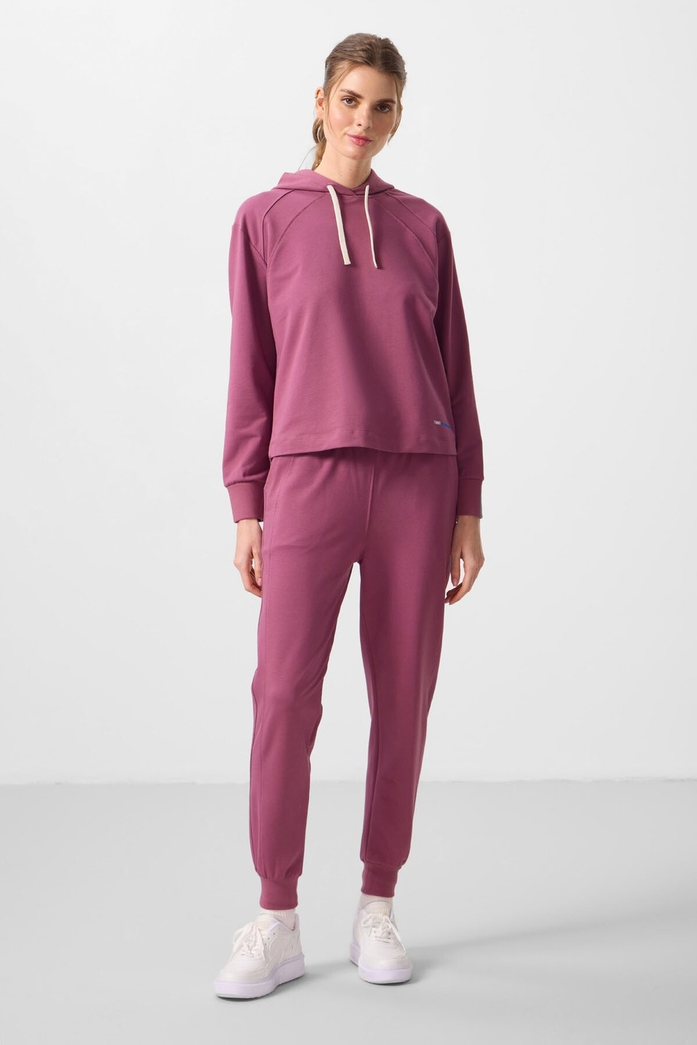 Tommy Life Soft Vişne Kapüşonlu Oversize Kadın Eşofman Takım - 95336