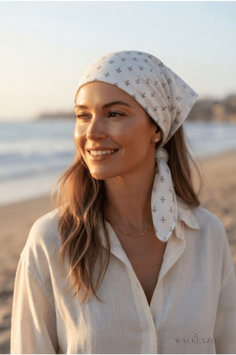 Walkenzo Anchor Çapa Desenli %100 Pamuklu Çok Amaçlı Bandana Fular görsel 2