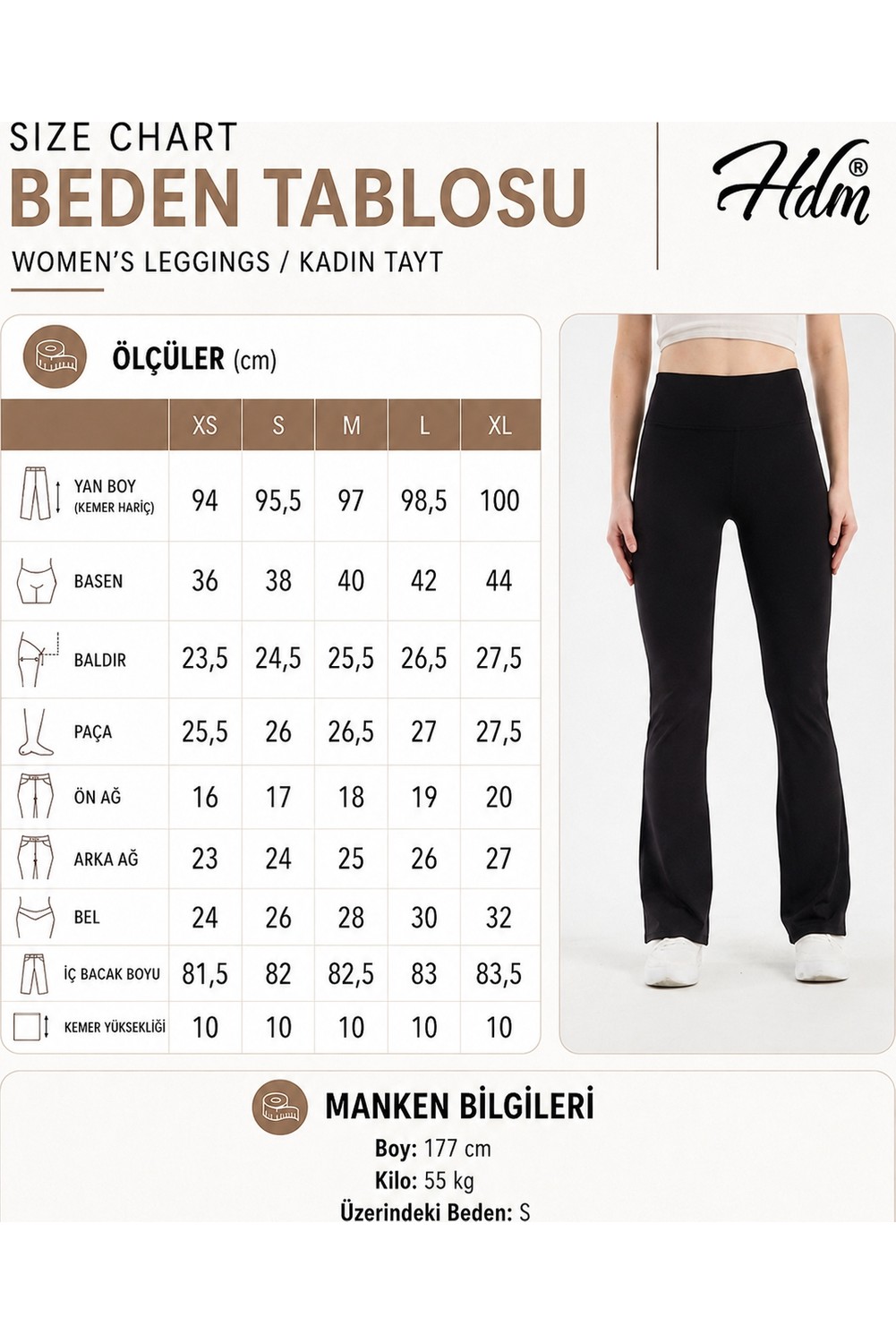 Hdm Kadın Yüksek Bel Toparlayıcı Siyah İspanyol Paça Tayt - H5612 görsel 7