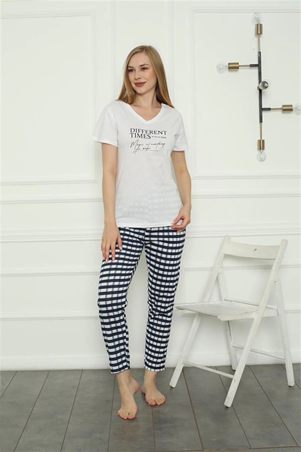 mery Moda Kadın Penye Pijama Takım Beyaz Beruflic
