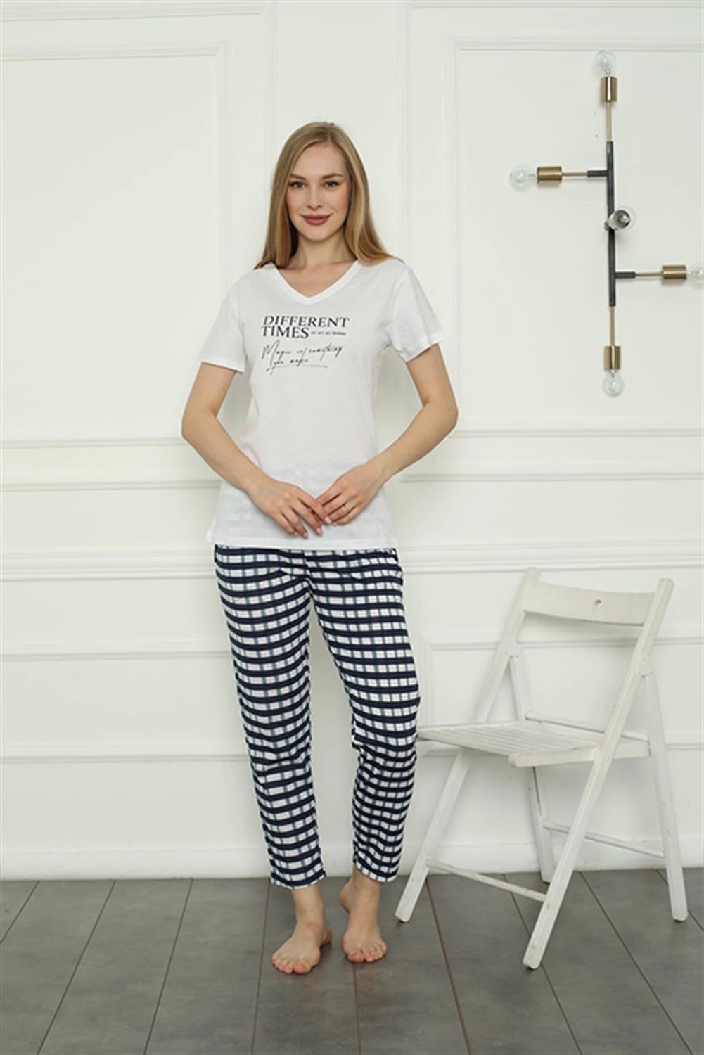 mery Moda Kadın Penye Pijama Takım Beyaz Beruflic görsel 2