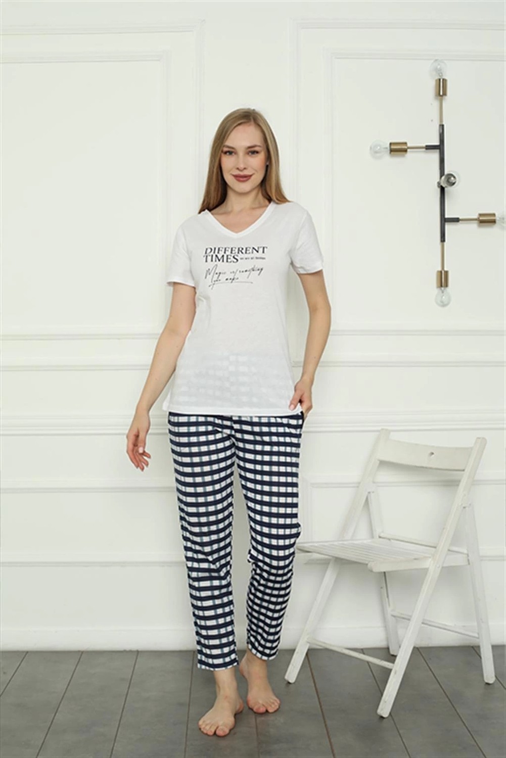mery Moda Kadın Penye Pijama Takım Beyaz Beruflic görsel 3