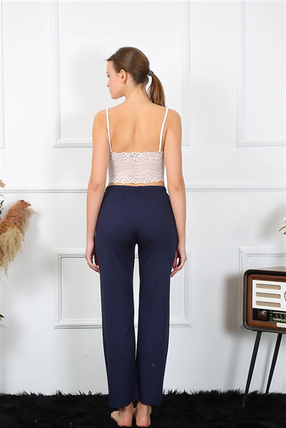 mery Moda Kadın Pamuklu Alt Pijama Lacivert Beruflic görsel 4