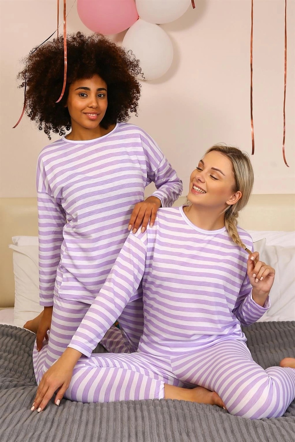 mery Moda Kadın Uzun Kol Penye Pijama Takım Lila Beruflic görsel 4