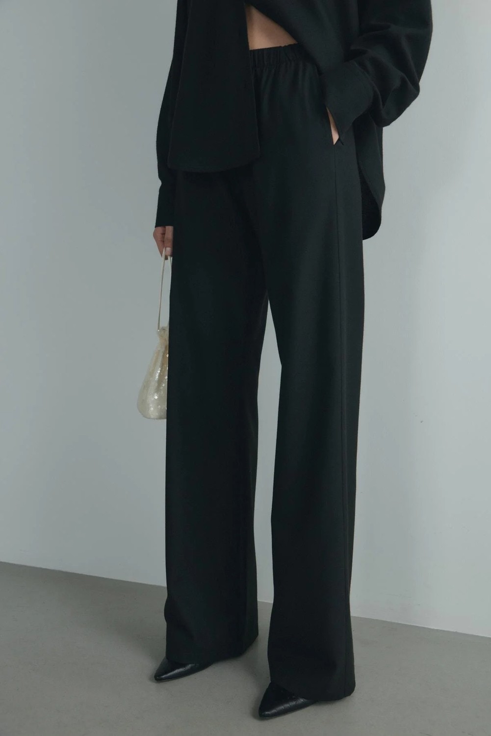 Suud Collection Siyah Jilly Lastikli Klasik Pantolon