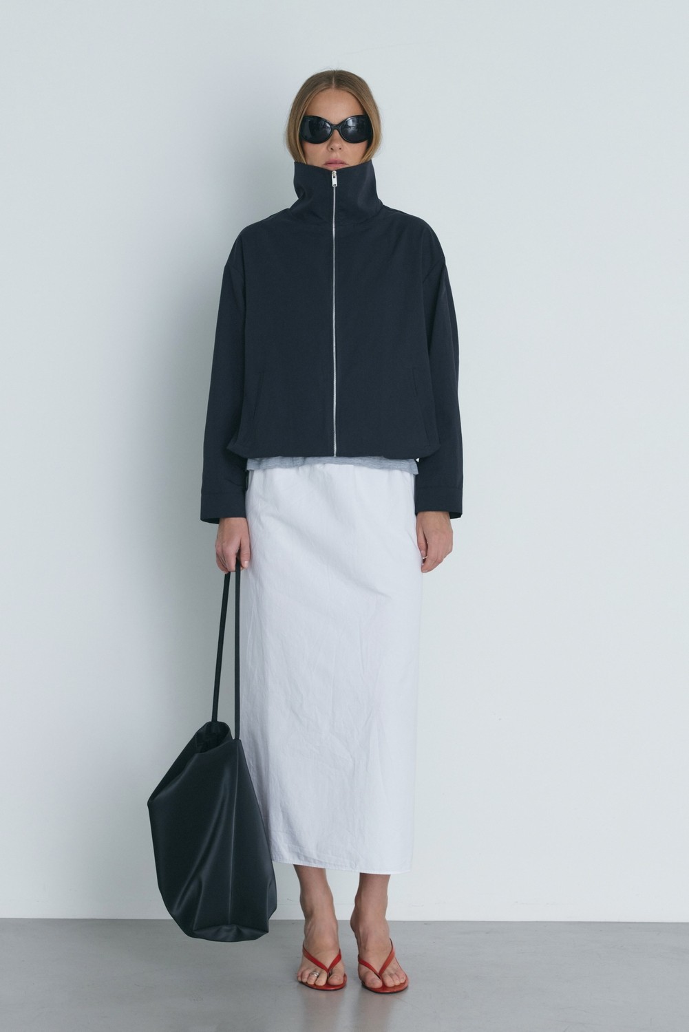 Suud Collection Lacivert Nora Fermuarlı Gabardin Ceket