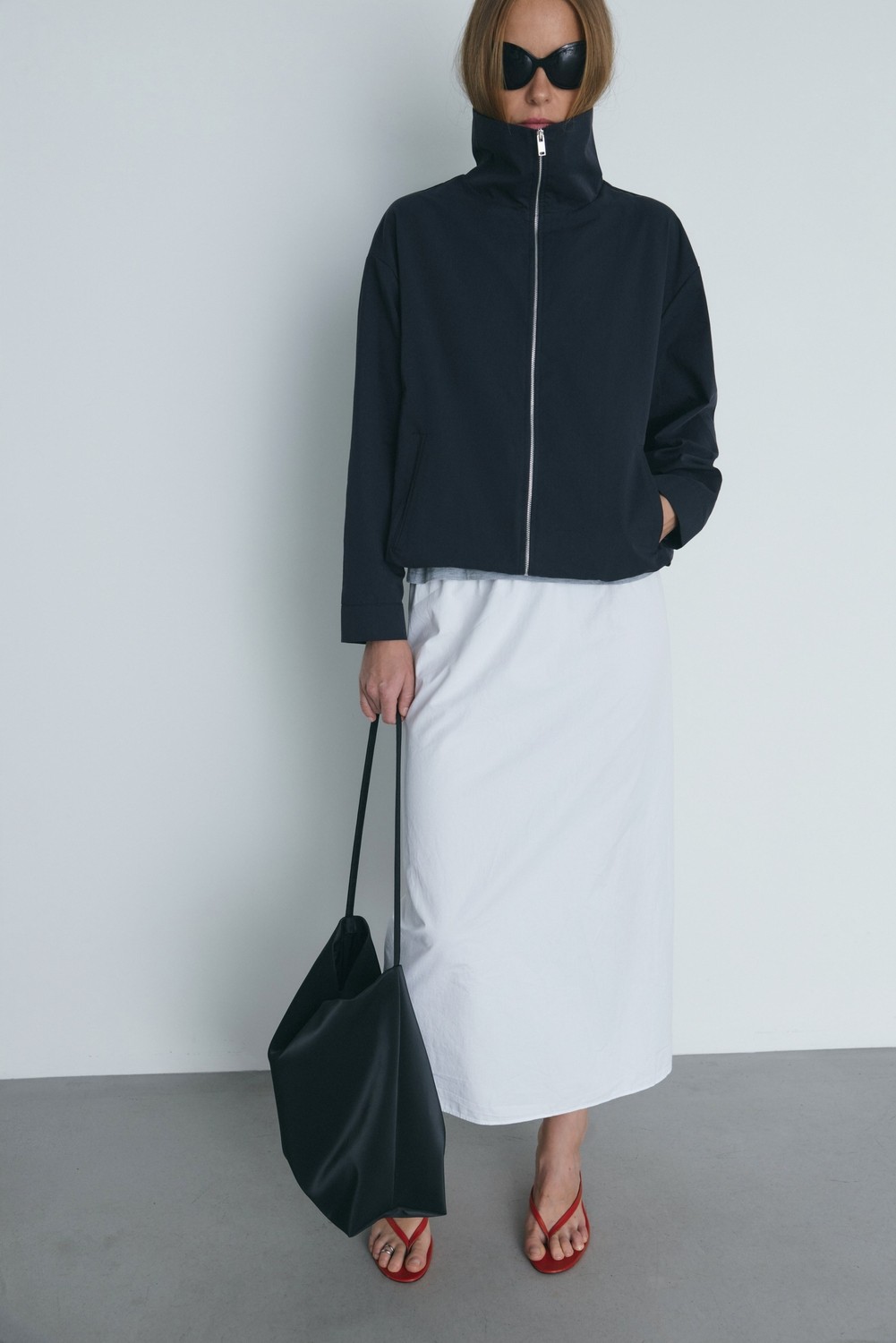 Suud Collection Lacivert Nora Fermuarlı Gabardin Ceket görsel 7