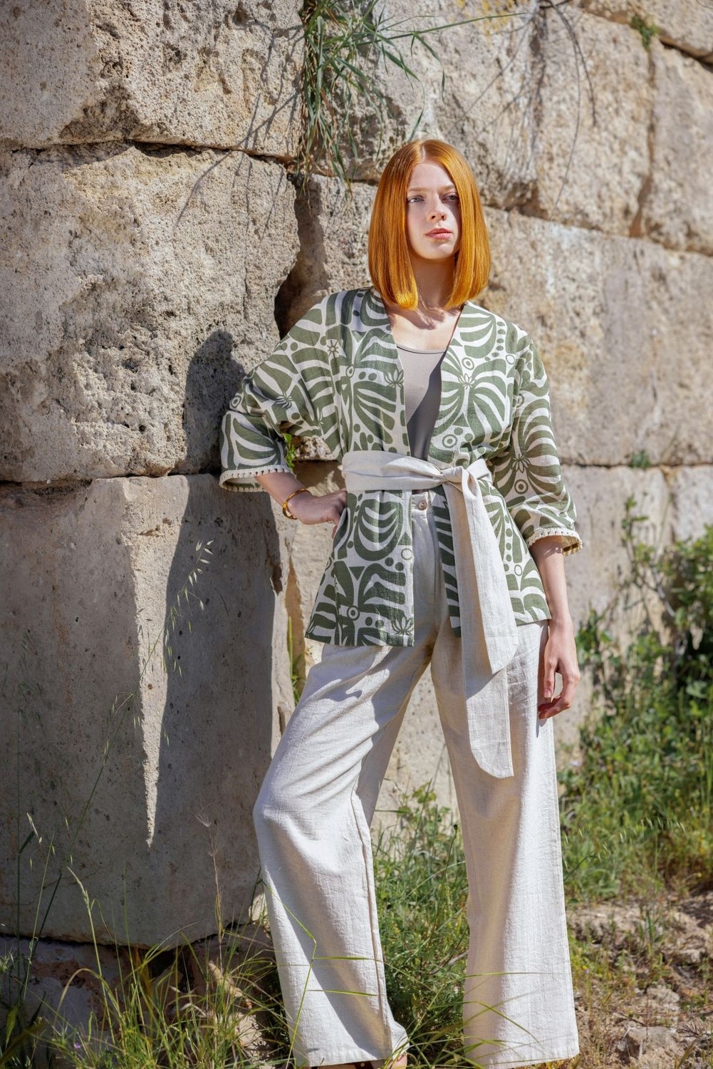 Arinna Otantik Botanical Totem Kısa Kimono, Adaçayı