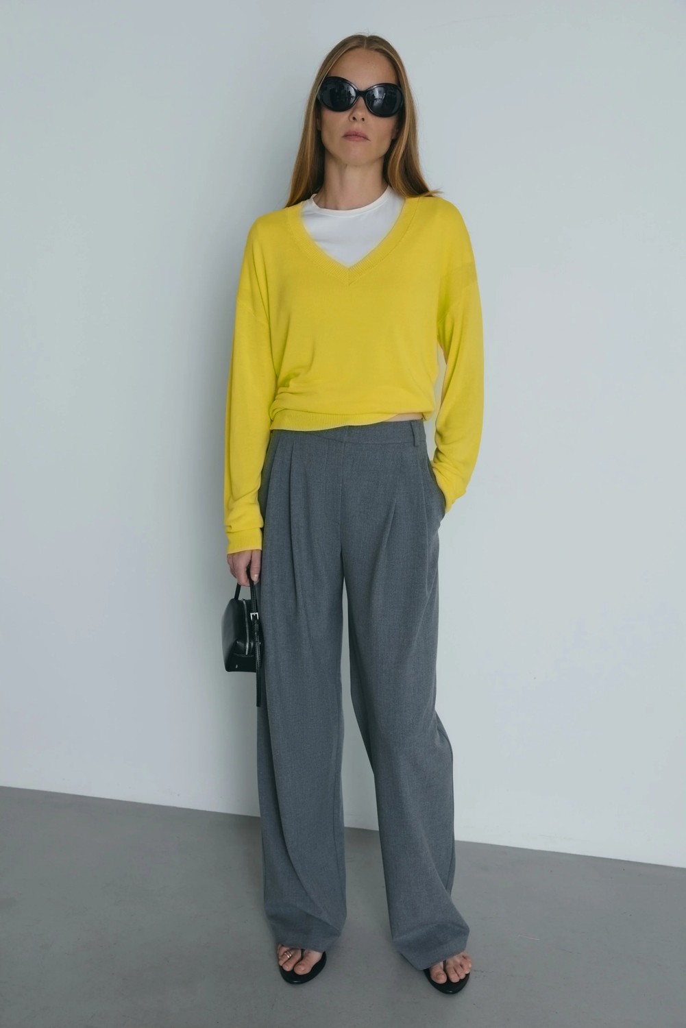 Suud Collection Gri Lina Pileli Pantolon görsel 8