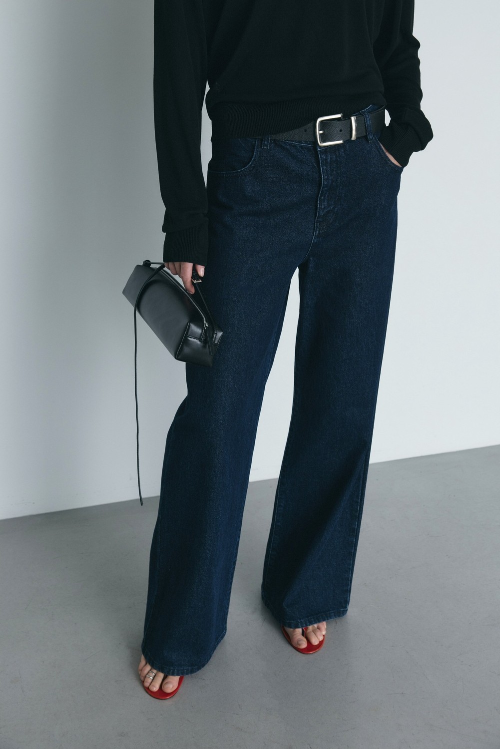 Suud Collection Mavi 88 Wide Leg Jean Kadın Geniş Kesim Pamuklu Denim Düz Desenli 40 Beden