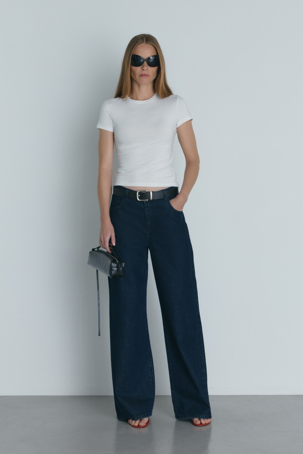 Suud Collection Mavi 88 Wide Leg Jean Kadın Geniş Kesim Pamuklu Denim Düz Desenli 40 Beden görsel 5