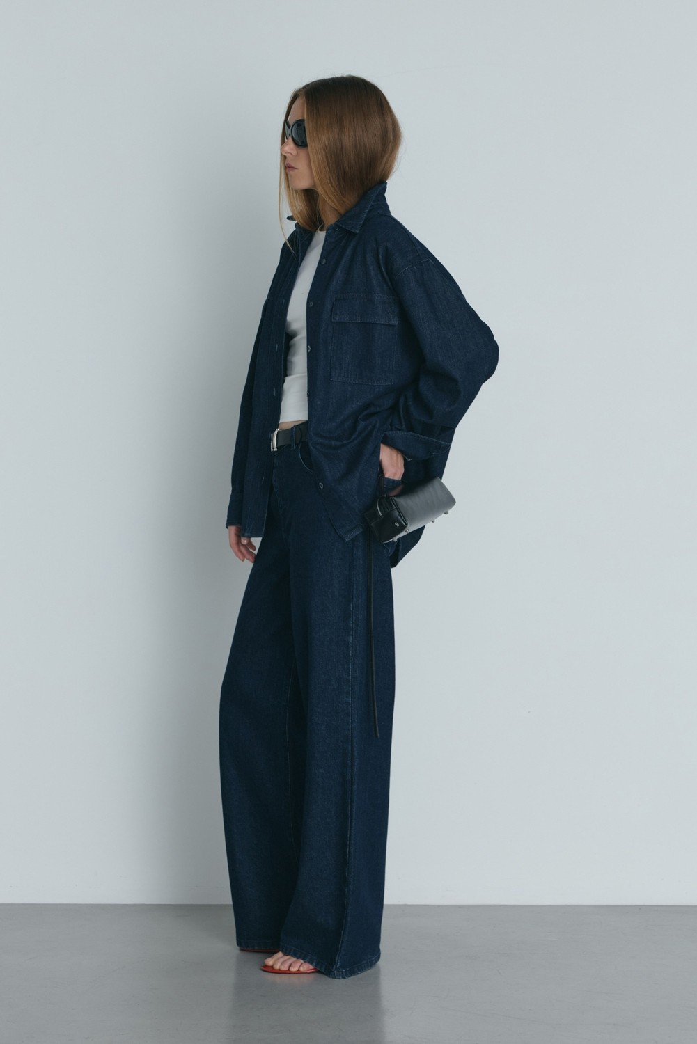 Suud Collection Mavi 88 Wide Leg Jean Kadın Geniş Kesim Pamuklu Denim Düz Desenli 40 Beden görsel 8