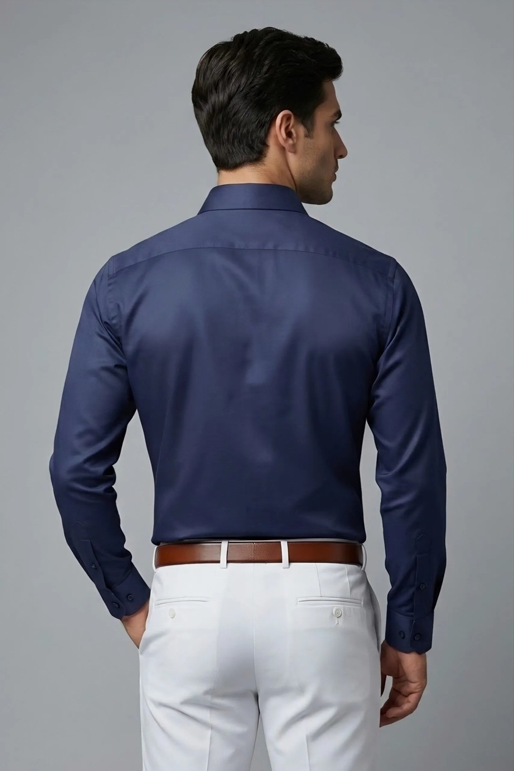 Torivalli Collection Dar Kesim Slimfit Saten Kolay Ütülenebilen Mevsimlik Cepsiz Uzun Kollu Kol Düğmesi Takılabilen Erkek Gömlek görsel 2