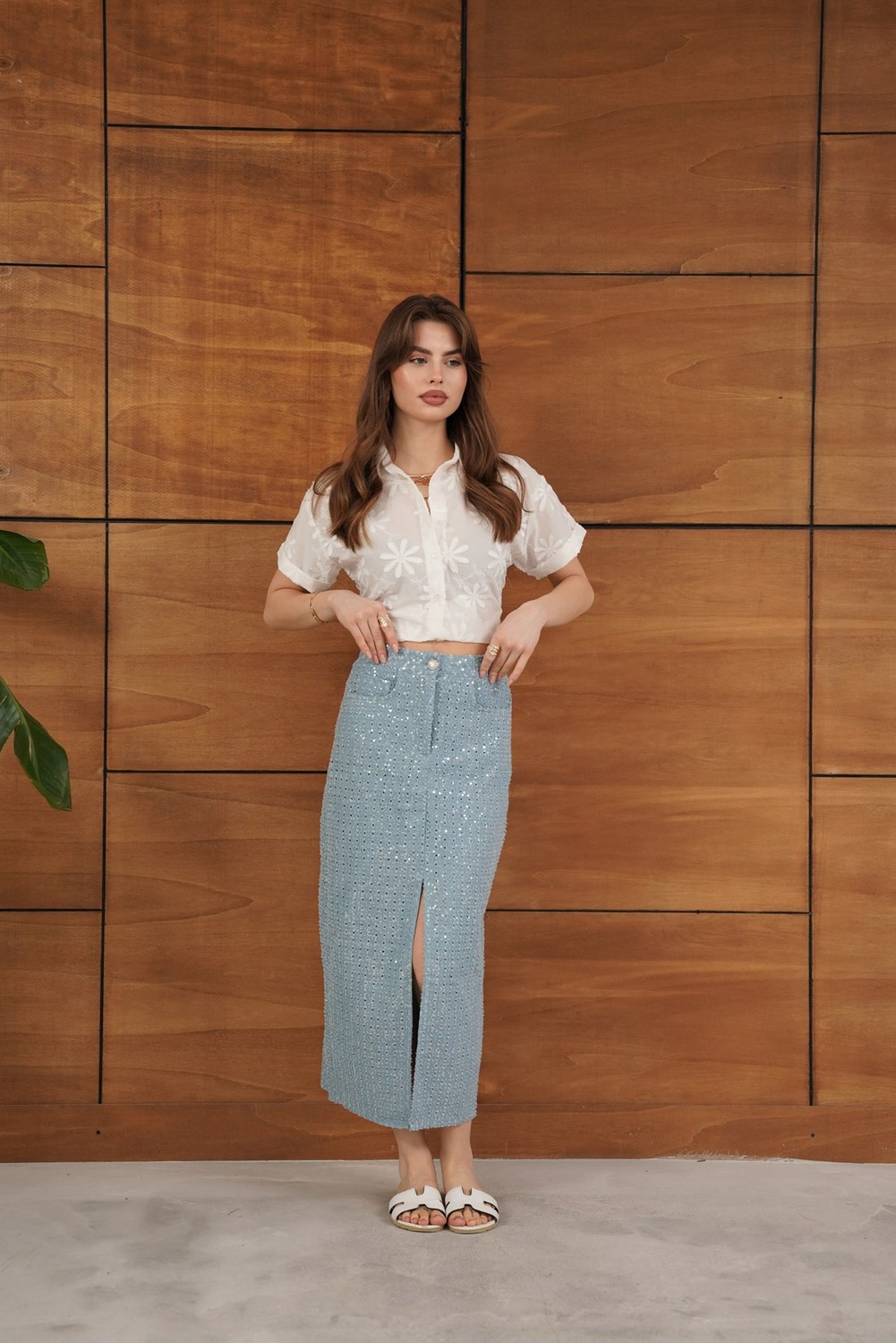 Very Moda Pullu Kot Etek | F1707 görsel 3