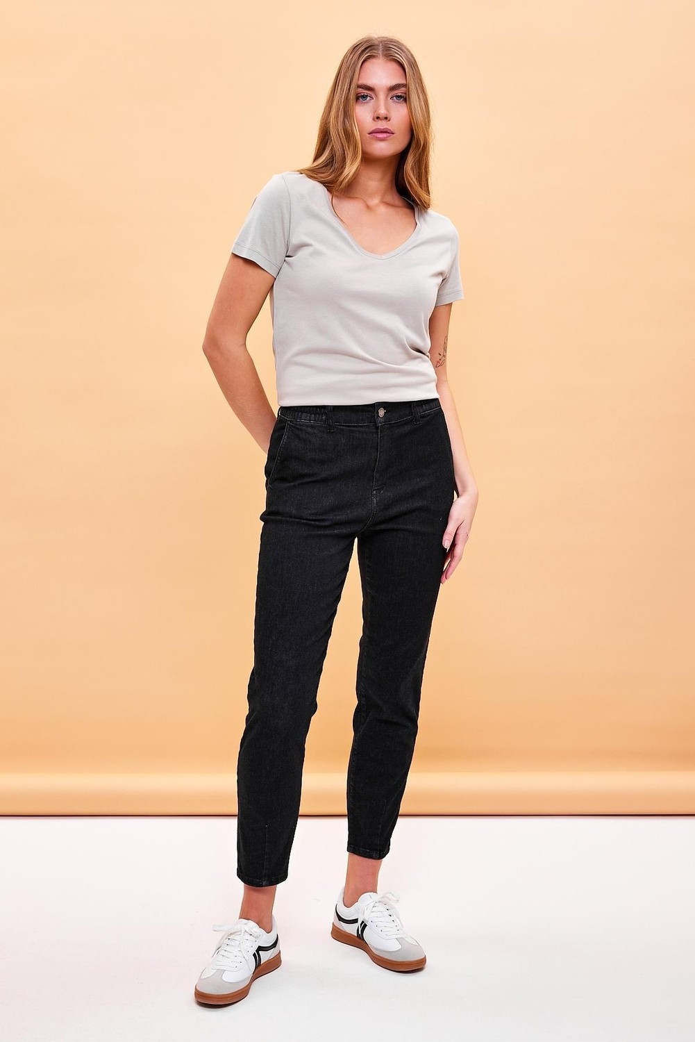 Vena Kadın Norah Jet Black Beli Lastikli Jean Pantolon