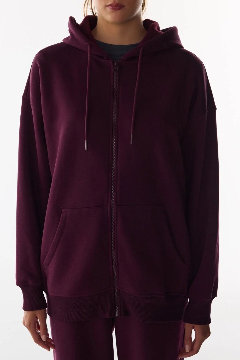 Penti Bordo Şardonlu Fermuarlı Kapüşonlu Sweatshirt görsel 2