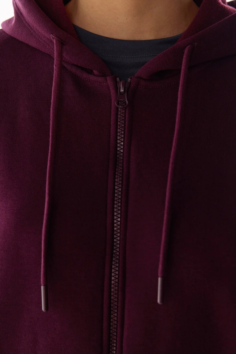 Penti Bordo Şardonlu Fermuarlı Kapüşonlu Sweatshirt görsel 3