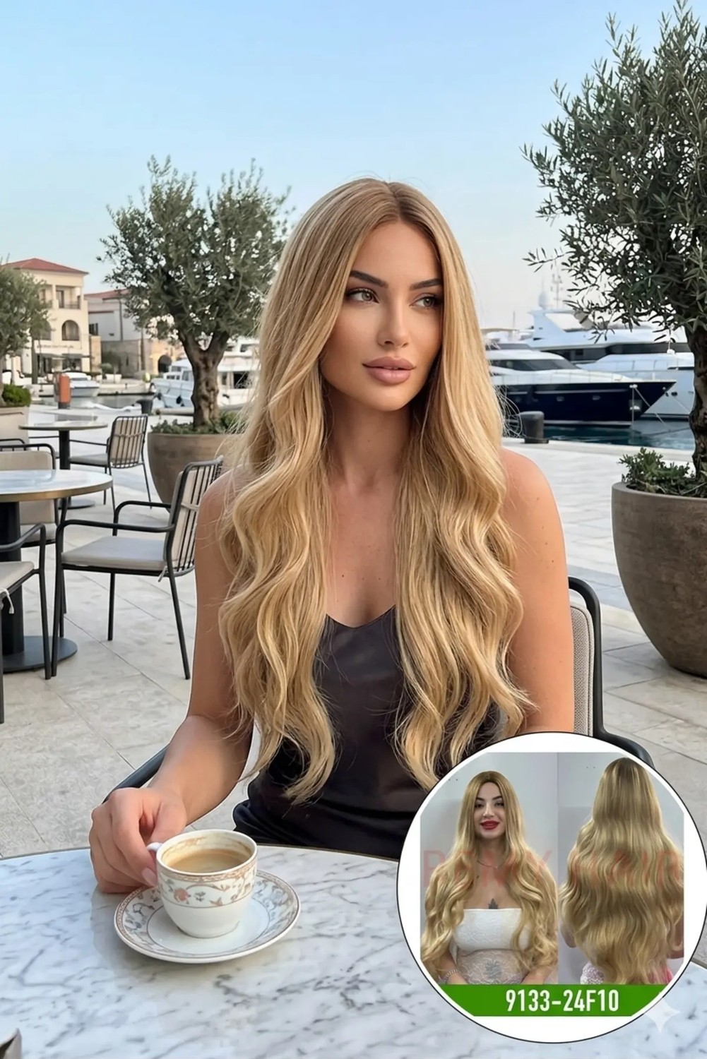 Marsilyan Uzun Perçemsiz Dalgalı Vip Peruk