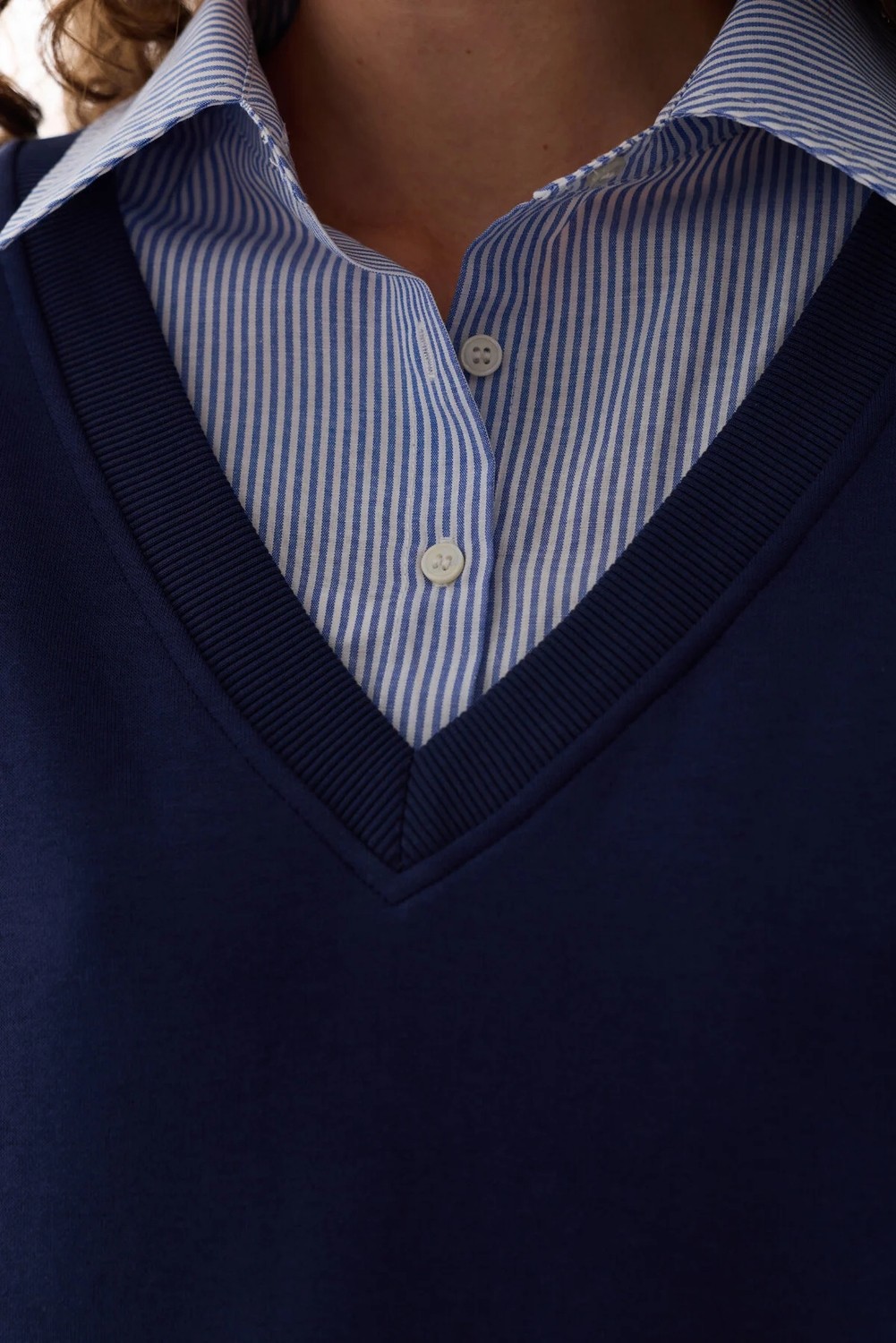 Penti Lacivert Gömlek Katmanlı Polo Yaka Sweatshirt görsel 3