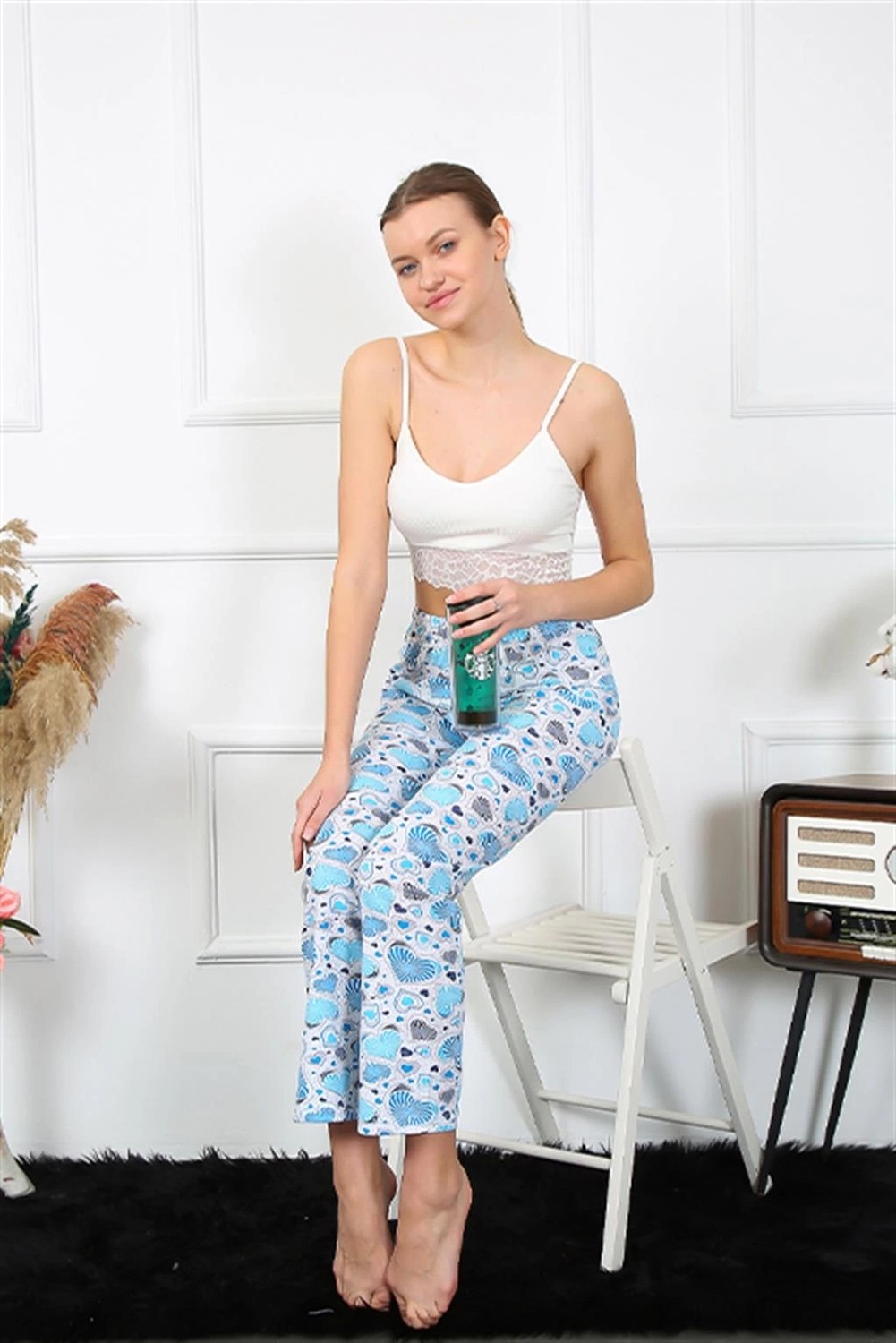 mery Moda Kadın Pamuklu Alt Pijama Mavi Beruflic görsel 3