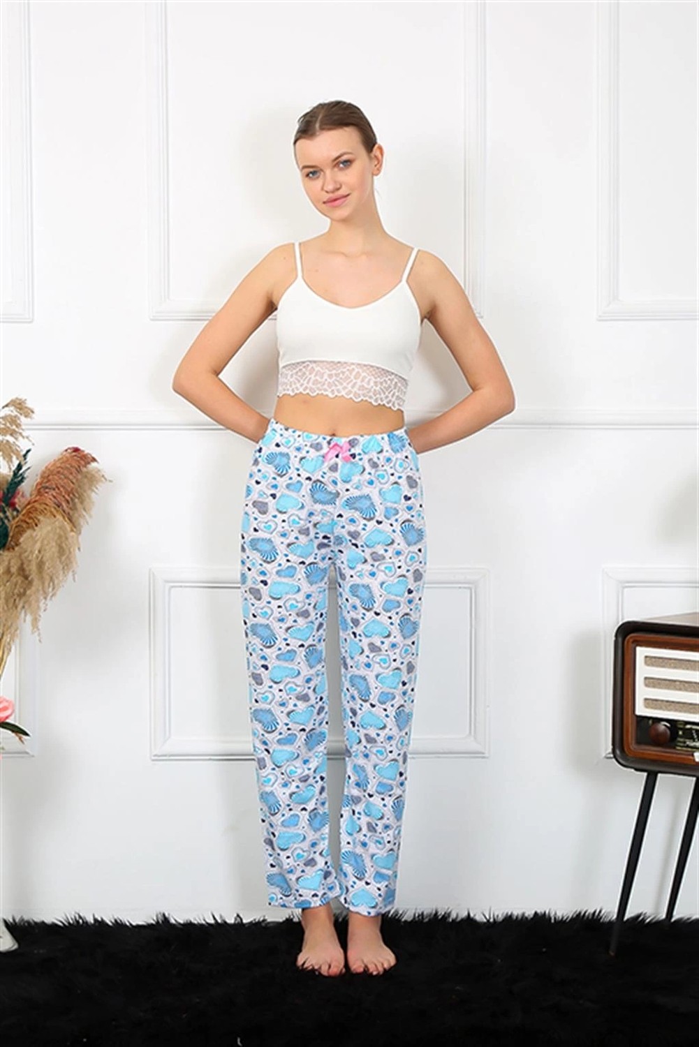 mery Moda Kadın Pamuklu Alt Pijama Mavi Beruflic görsel 4