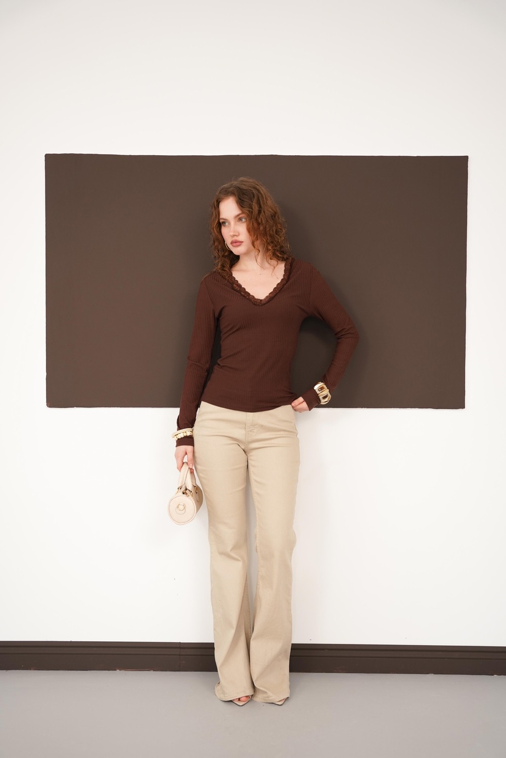 Very Moda Yakası Dantel Detaylı Bluz | F2088 görsel 3