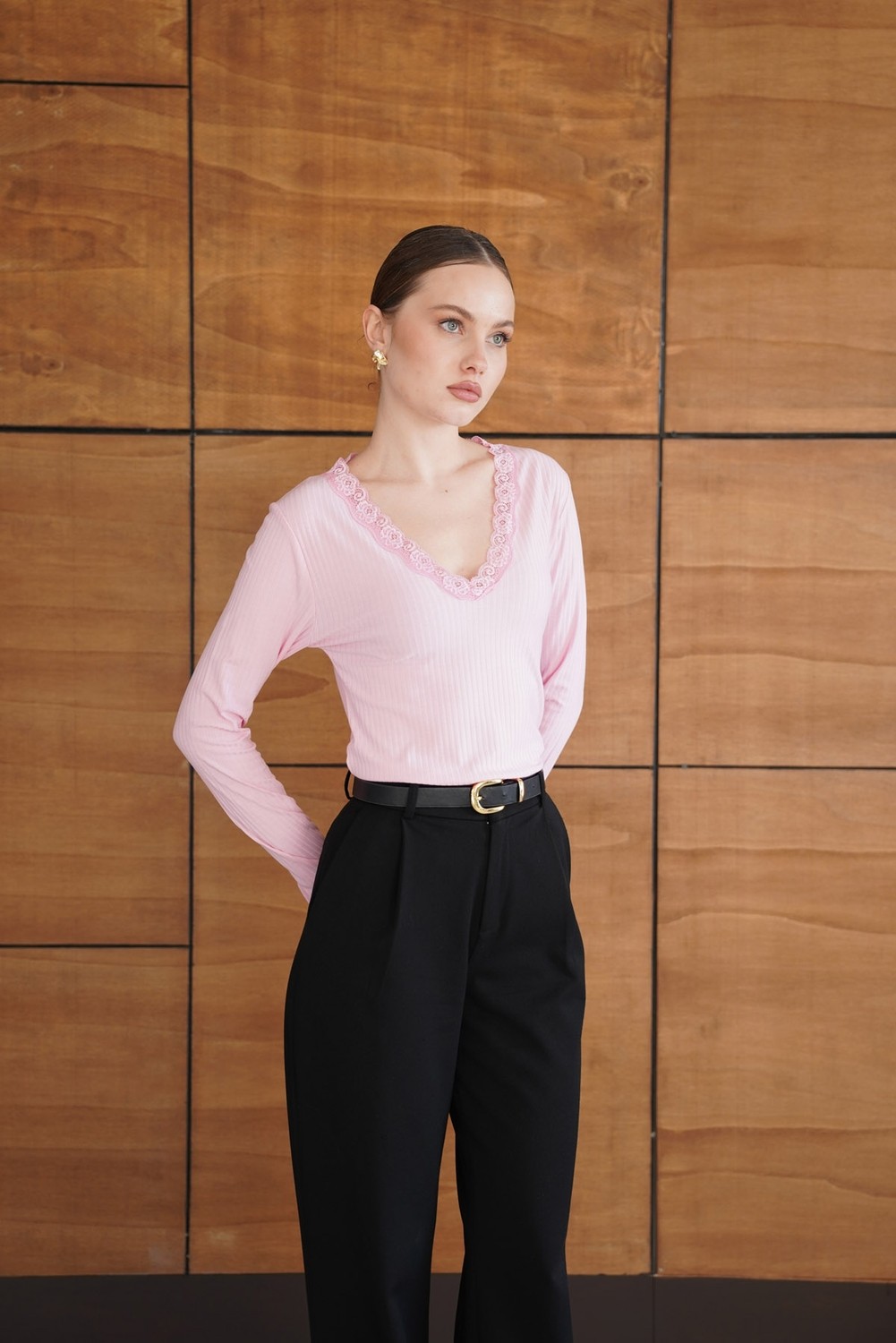 Very Moda Yakası Dantel Detaylı Bluz | F2088 görsel 7