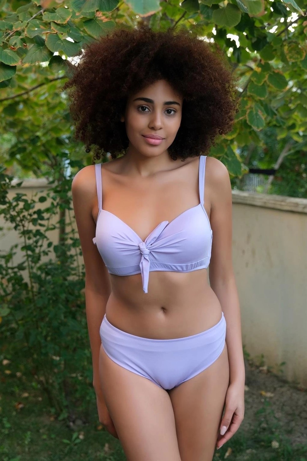 Melonika Kadın Içi Boş Fiyonklu Kaplı Lila Alt Üst Bikini Takım Çmş görsel 4