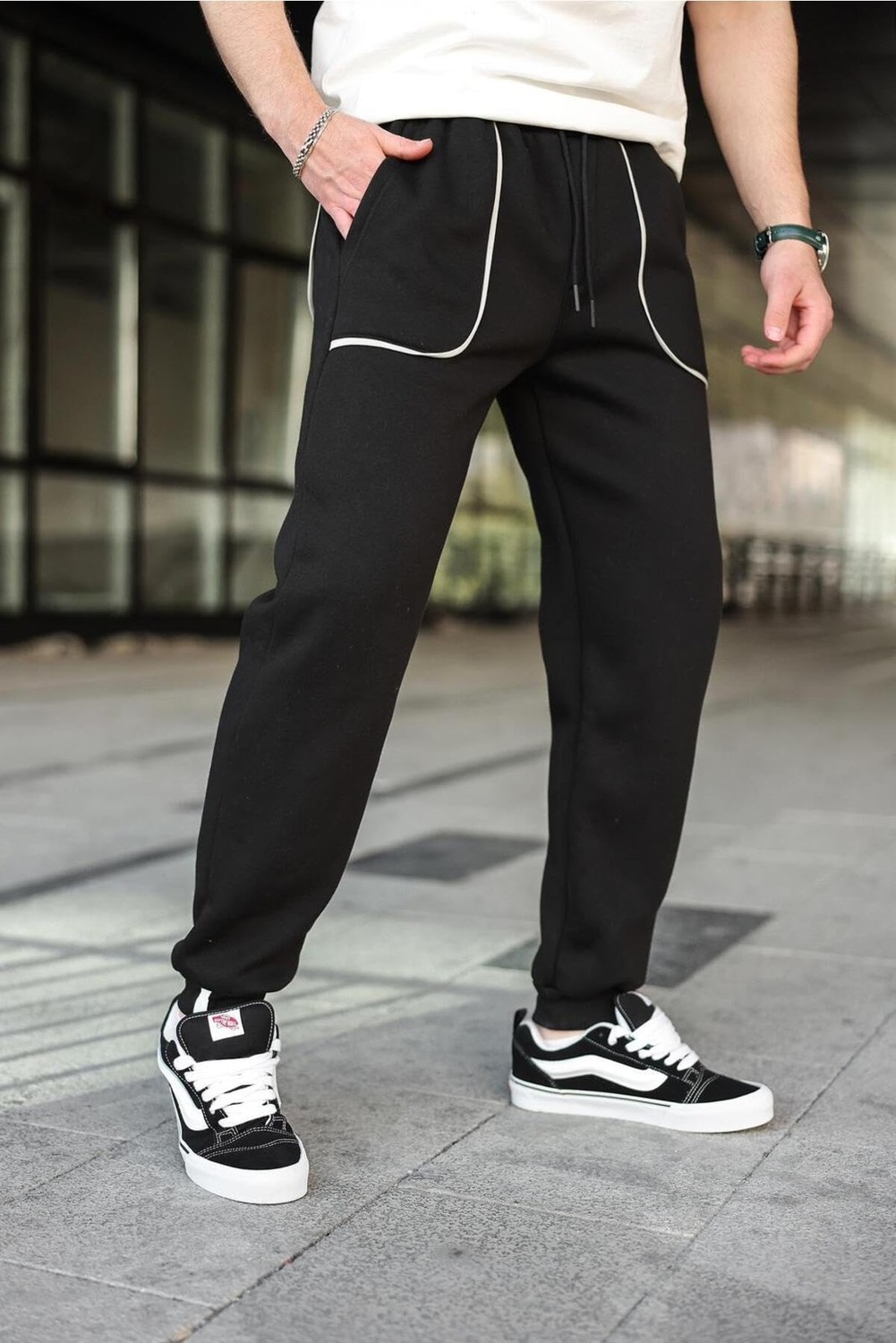 Esranın Dünyası Madmext Siyah Şerit Detaylı Jogger Eşofman Altı E6581,SIYAH Xl görsel 4