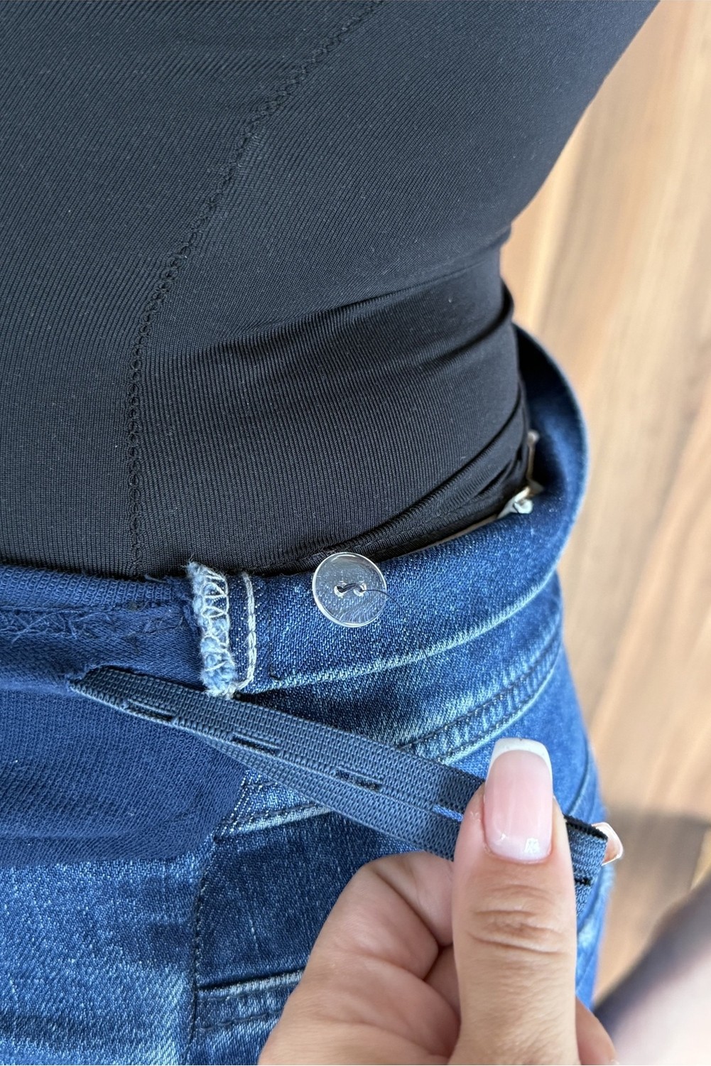 Bqess Hamile Karnı Saran Esnek Bantlı Mavi Düz Paça Jean Pantolon