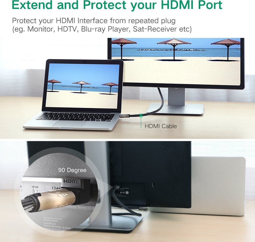 Die Grup Ugreen 90 Derece HDMI To HDMI Dönüştürücü görsel 3