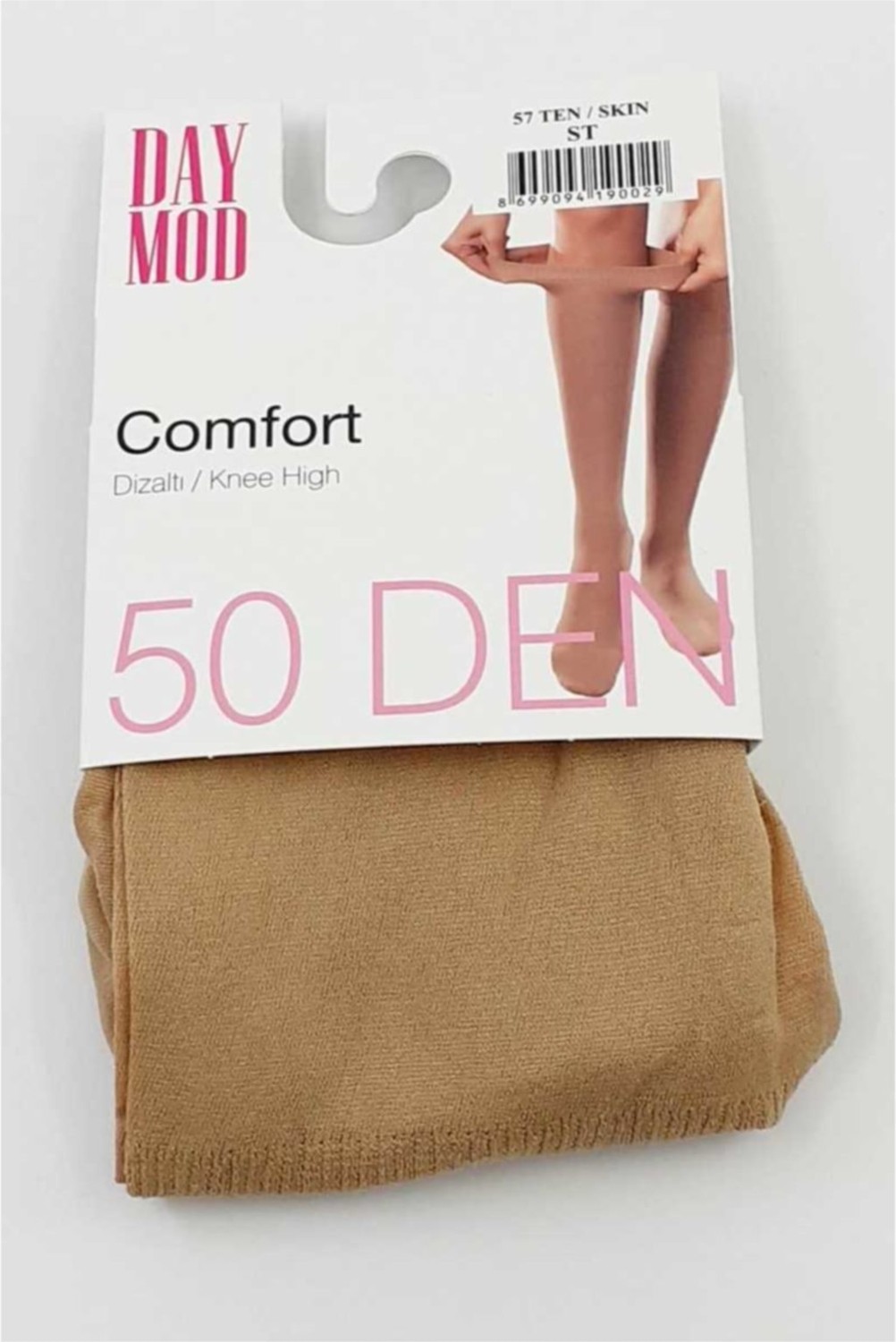 Çorap Diyarı & Daymod Comfort 50 Den Sıkmayan Lastik Ten Rengi Orta Kalın 3 Çift Diz Altı Çorap görsel 6