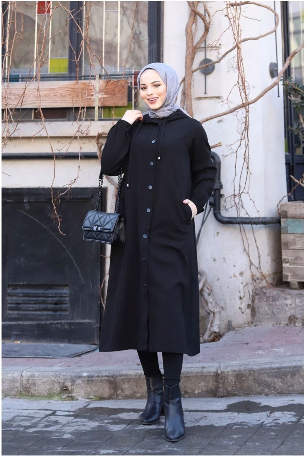 Vellichor Denim Kapşonlu Kap- Denim Pardesü/ Kahverengi görsel 7