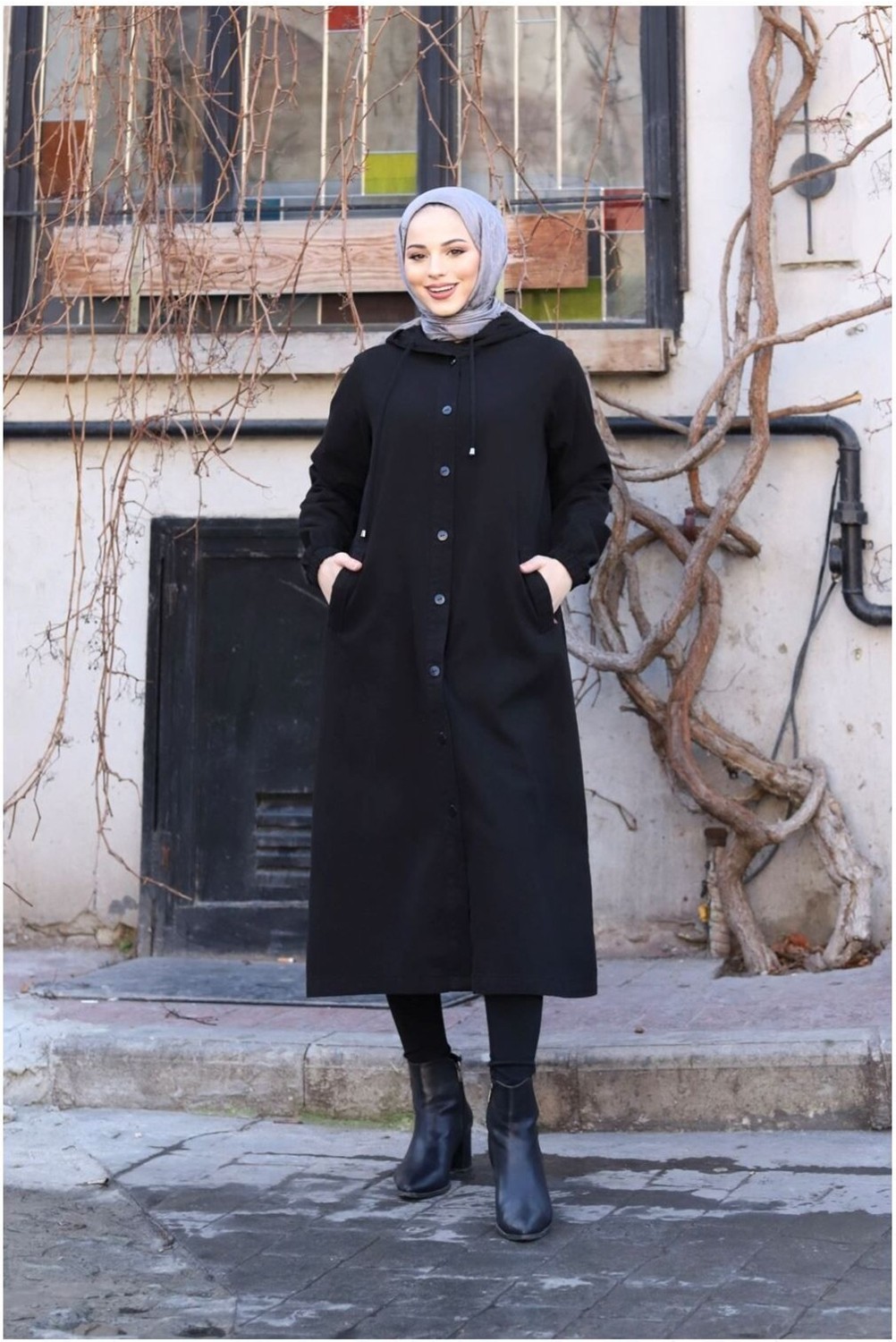 Vellichor Denim Kapşonlu Kap- Denim Pardesü/ Kahverengi görsel 8