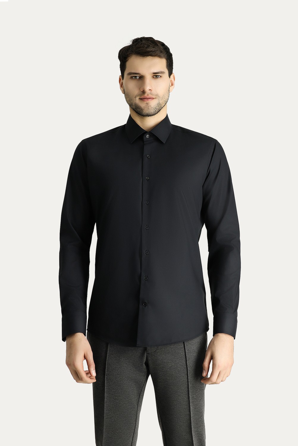 Kiğılı Uzun Kol Slim Fit Dar Kesim Non Iron Ütü Gerektirmeyen Pamuklu Gömlek görsel 5