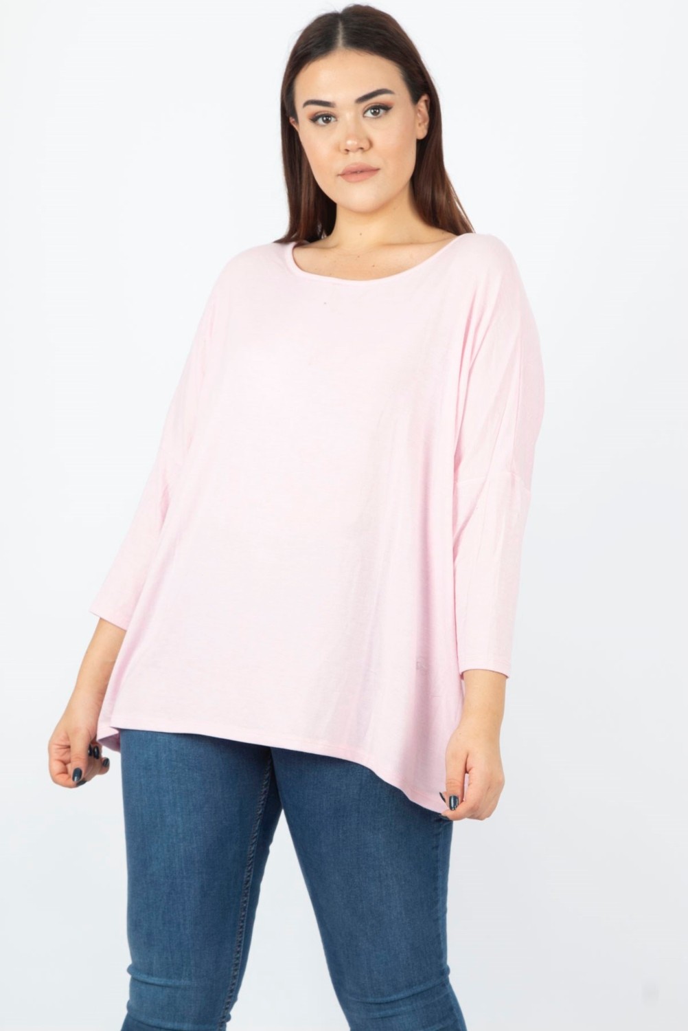 Şans Kadın Pembe Yarasa Kol Tunik 65N29751 görsel 4