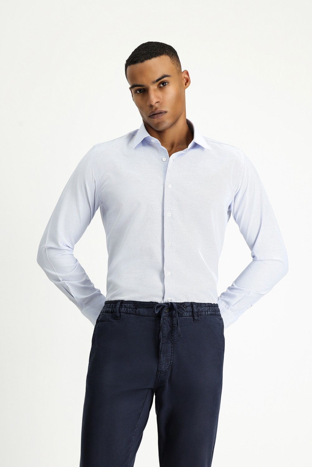 Kiğılı Uzun Kol Slim Fit Klasik Yaka Pamuklu Kolay Ütülenebilir Desenli Gömlek