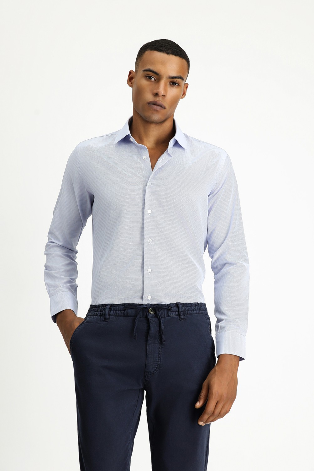 Kiğılı Uzun Kol Slim Fit Klasik Yaka Pamuklu Kolay Ütülenebilir Desenli Gömlek
