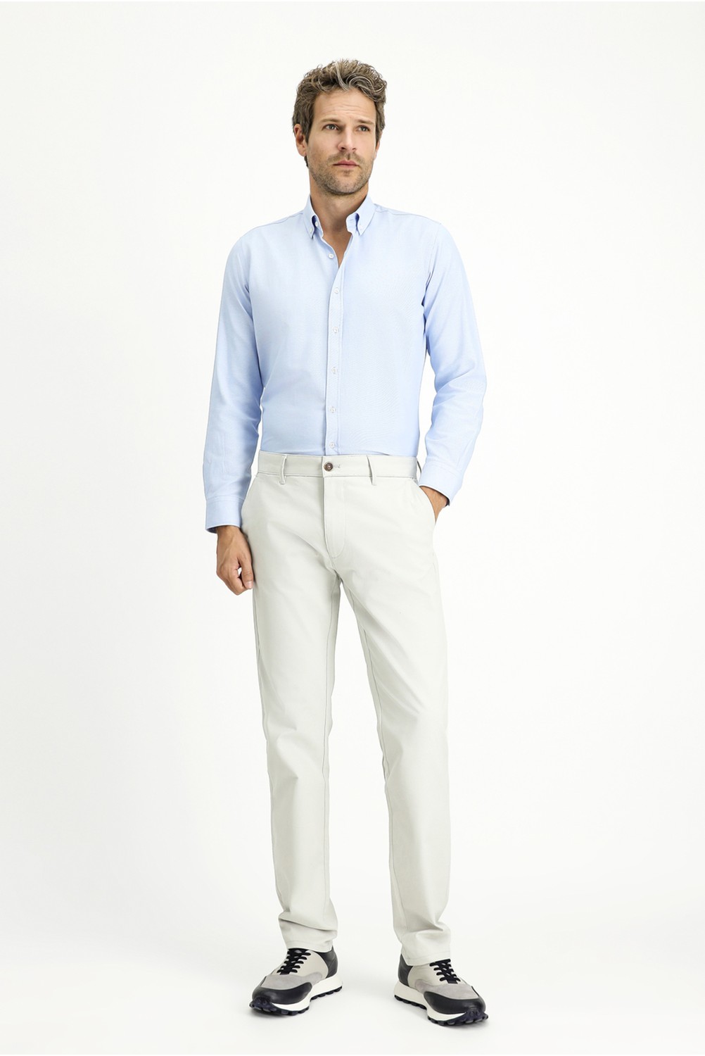 Kiğılı Uzun Kol Slim Fit Düğmeli Yaka Pamuklu Kolay Ütülenebilir 4 Mevsim Oxford Gömlek görsel 7