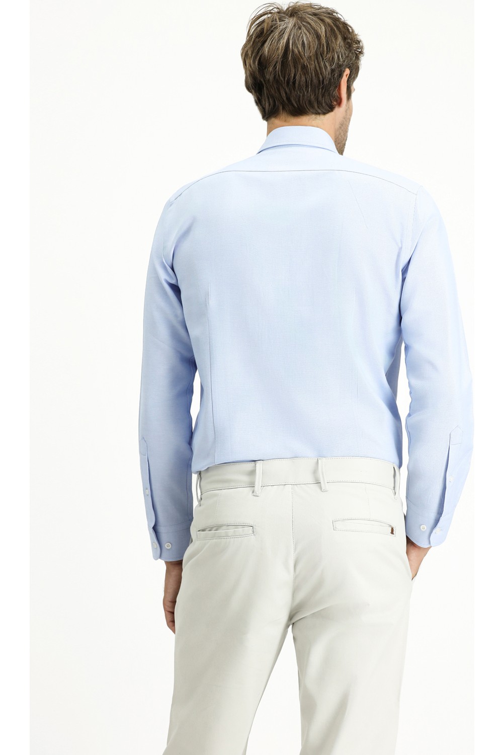 Kiğılı Uzun Kol Slim Fit Düğmeli Yaka Pamuklu Kolay Ütülenebilir 4 Mevsim Oxford Gömlek görsel 8