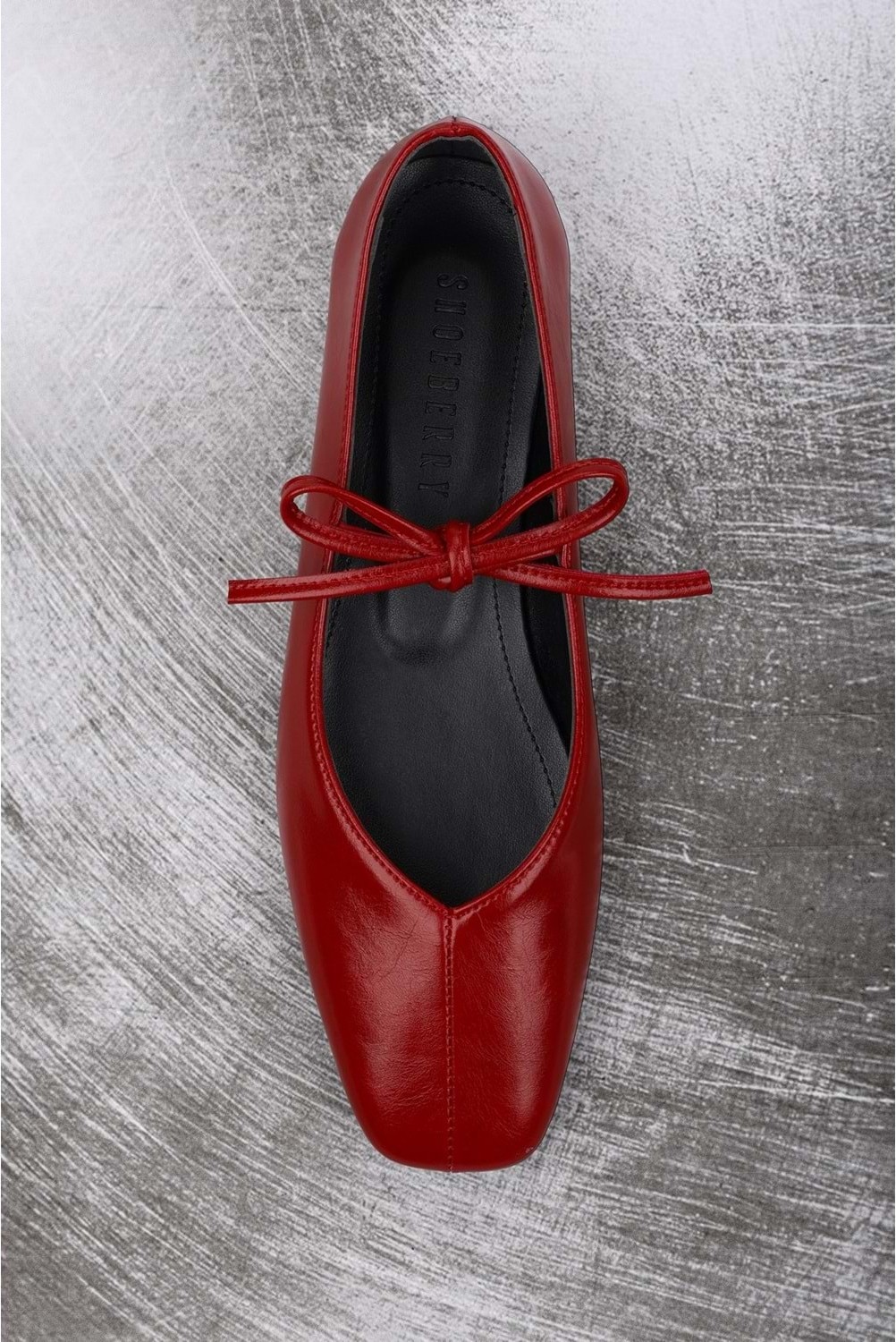 Shoeberry Kadın Noriel Kırmızı Cilt Bağlamalı Babet görsel 2