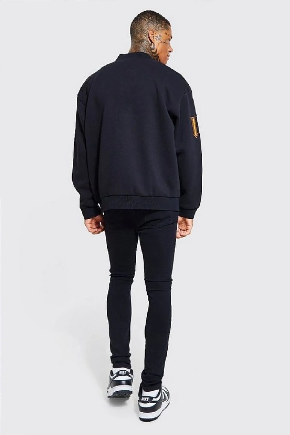 NewLaker Unisex Oversize Black Homme Bomber Kolej Ceket görsel 8