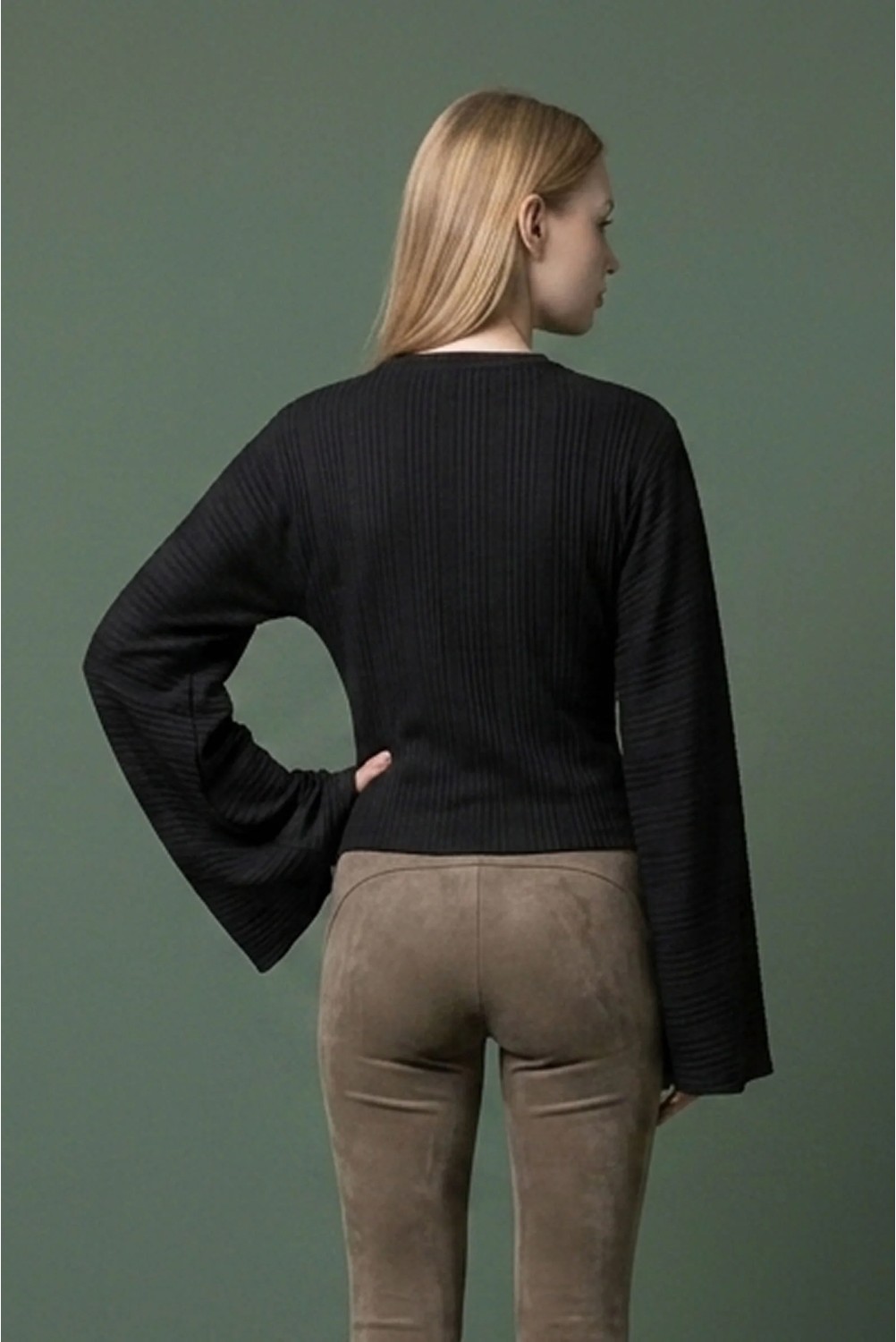 Şiir Asnow Slim Fit Bele Oturan Geniş Uzun Kollu Doğal Viskon Karışımlı Dokulu Jakar Y2K Top & Kadın Bluz - görsel 4