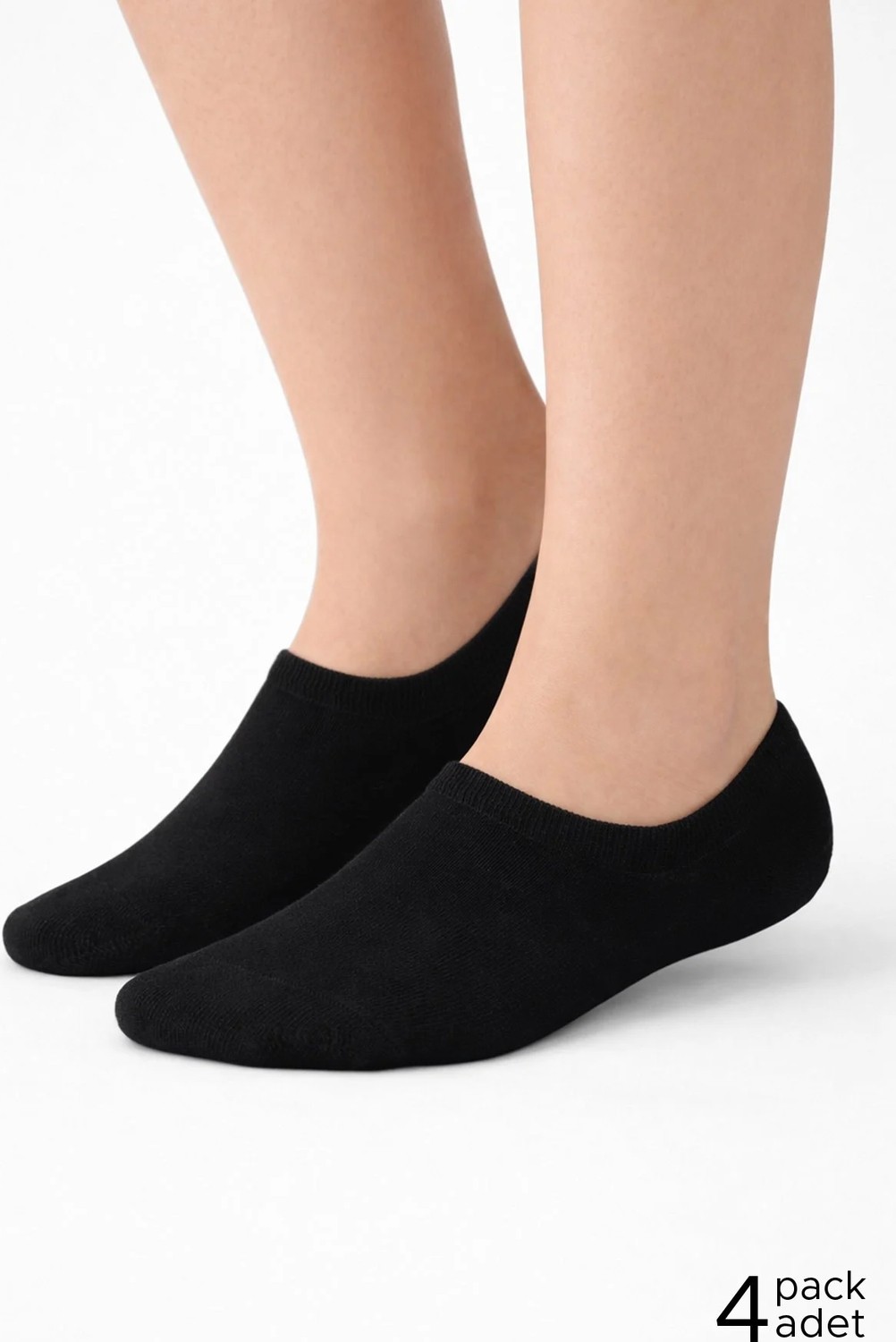 Mısırlı Unisex Pamuklu Süper Fit 4 Çift Sneaker Çorap Siyah görsel 3